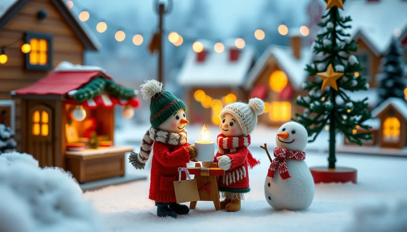 Illustration of a christmas market scene (Cowboy Christmas)