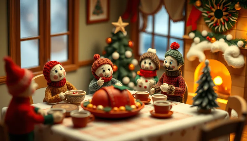Illustration of a holiday dinner scene (BABCNE's 38th Annual Christmas Luncheon 2026)