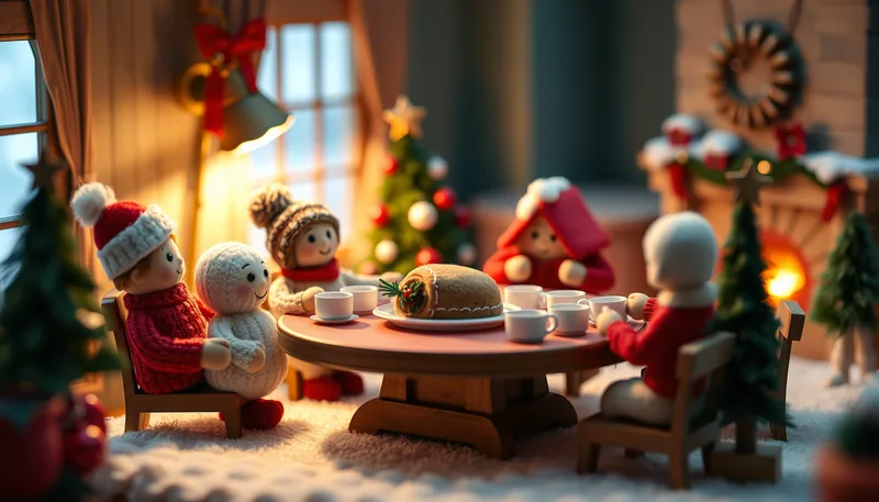 Illustration of a holiday dinner scene (A Hallmark Christmas Cookie Class - The Nook)