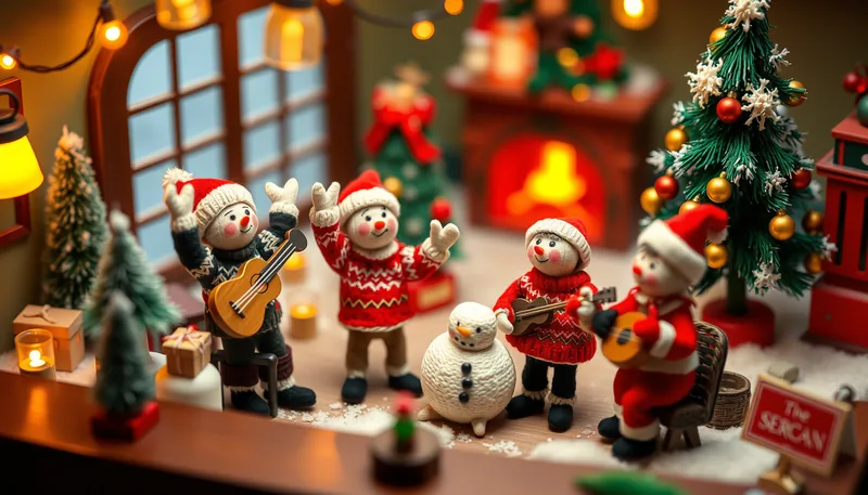 Illustration of a holiday party scene (Festival of Trees Gala)