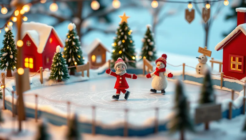 Illustration of a ice skating scene (Hunt for Santa's Reindeer 2026)