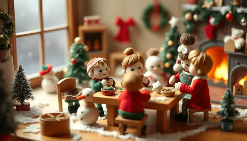 Illustration of a kids workshop scene (Classic Outdoor Christmas Planter Workshop)